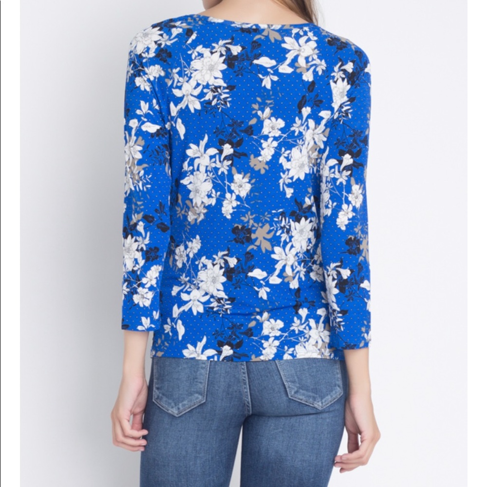 Floral royal blue tie top - Picture 5 of 6